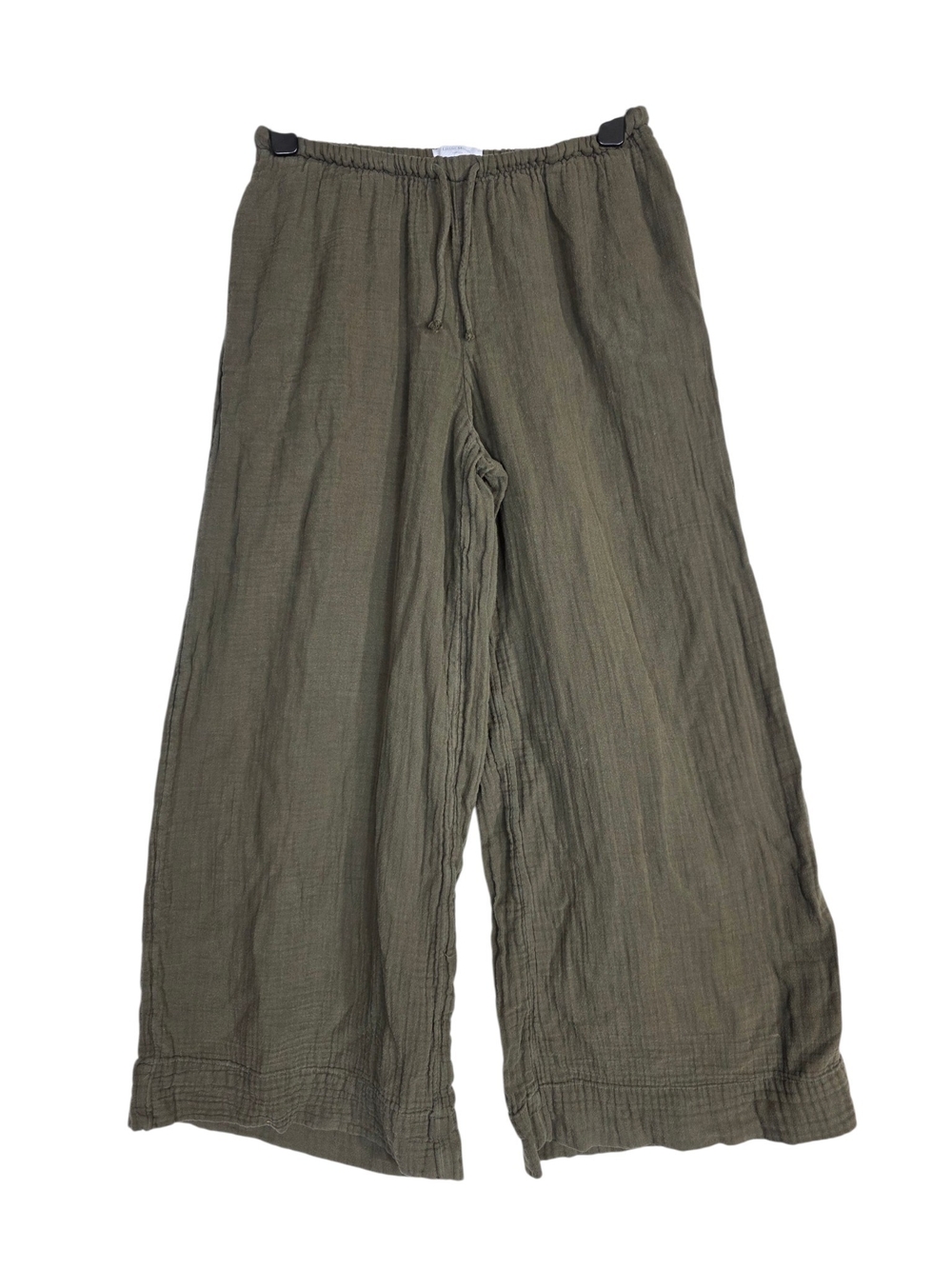 Aritzia Little Moon Gauzy cotton Olive Wide-Leg Drawstring Pants